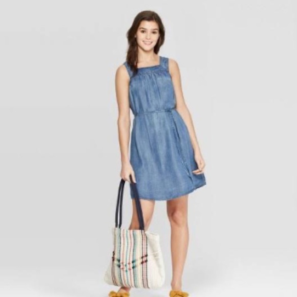 Sleeveless Square Neck Denim Dress